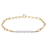 14 karaat gouden armband met zirkonia en zoetwaterparel