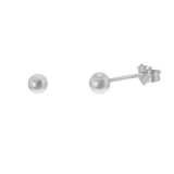 Silberne Ohrringe rhodiniert Kugel 4 mm