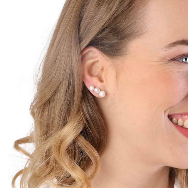 Zilveren oorbel zoetwaterparel 6mm voor dames