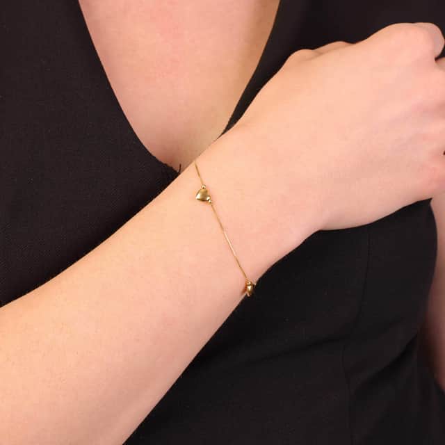 9 Karaat armband met 3 hartjes