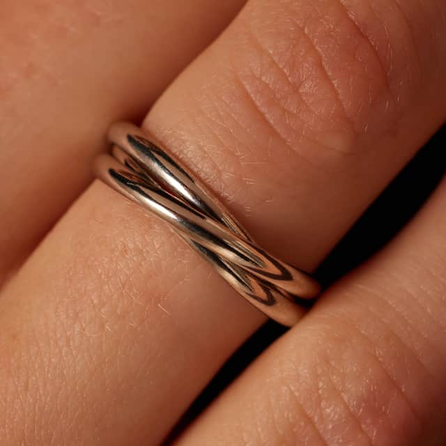 Zilveren driedelige ring
