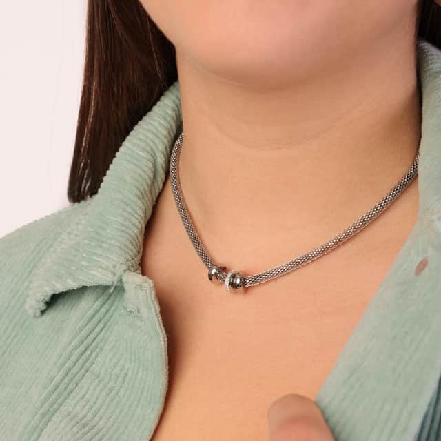 Donna mae stainless steel ketting mesh met kristal voor dames