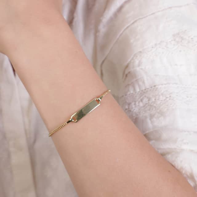 Zilveren goldplated kinderarmband plaat