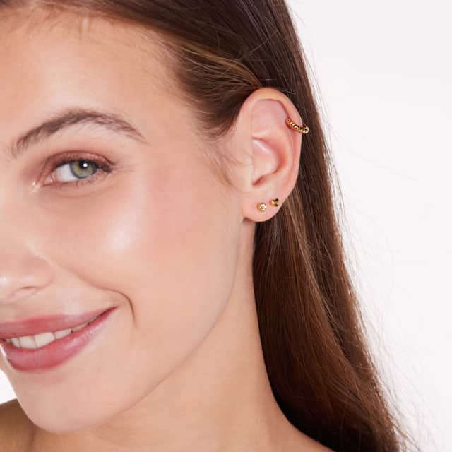 Zilveren gold helixpiercing twist