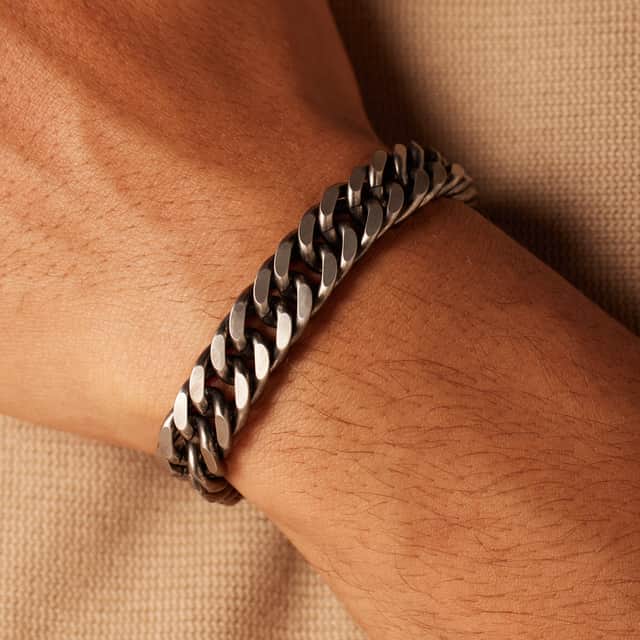 Gerecycleerd stainless steel herenarmband gourmetschakel