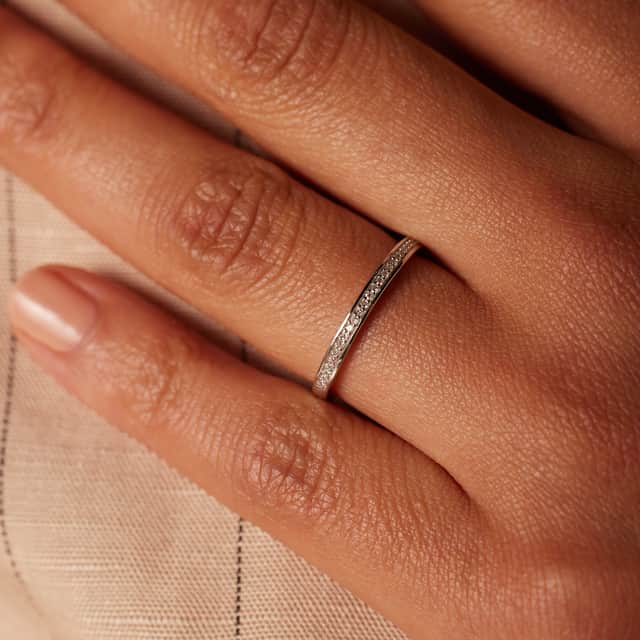 14 Karaat witgouden railring 29 diamanten 0,08ct