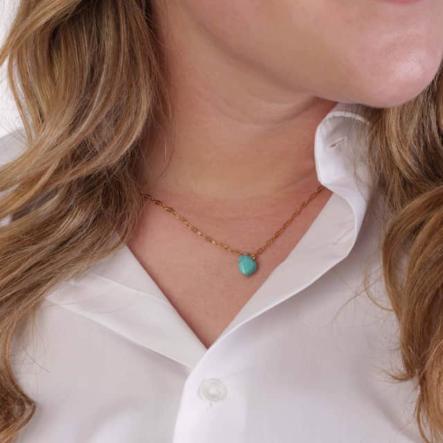 LuLu Jewels stainless steel goldplated ketting met hartje turquoise voor dames