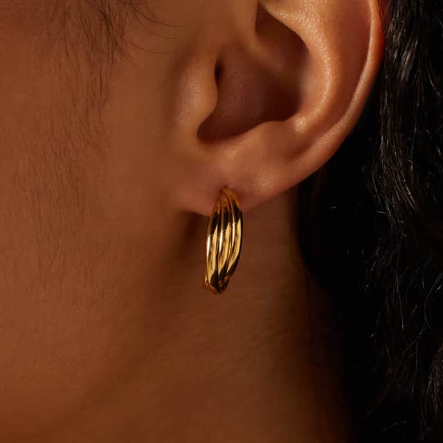 Camille gerecycled stainless steel 18 karaat goldplated oorringen voor dames