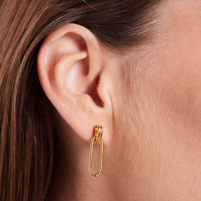 Camille gerecycled stainless steel 18 karaat goldplated oorhangers voor dames