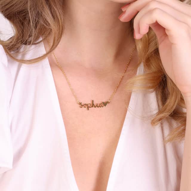 Stainless steel goldplated naamketting