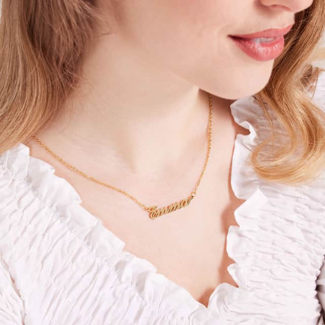Stainless steel naamketting gold Julia small