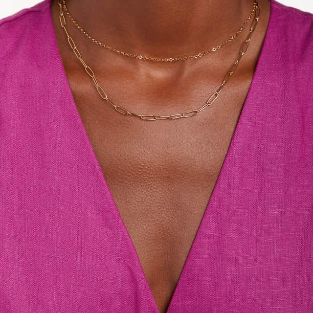 Myla gerecycled stainless steel goldplated dubbele ketting voor dames