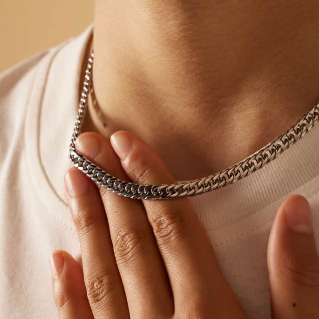 Stainless steel ketting met gourmetschakel