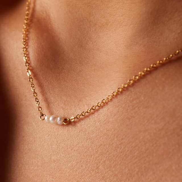 Myla stainless steel goldplated ketting met parels voor dames