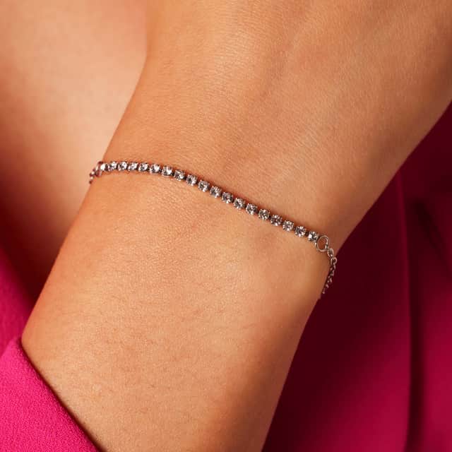 Stainless steel tennisarmband met stras