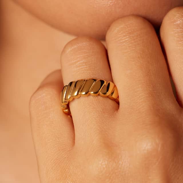 Stainless steel goldplated ring ribbels