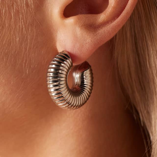 Camille stainless steel oorringen met ribbels voor dames