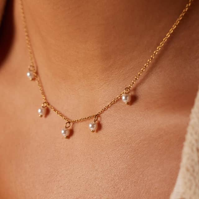 Myla stainless steel goldplated ketting met parels voor dames