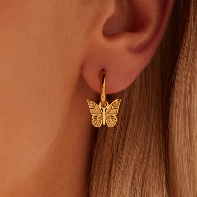 Myla stainless steel goldplated oorringen met vlinder voor dames