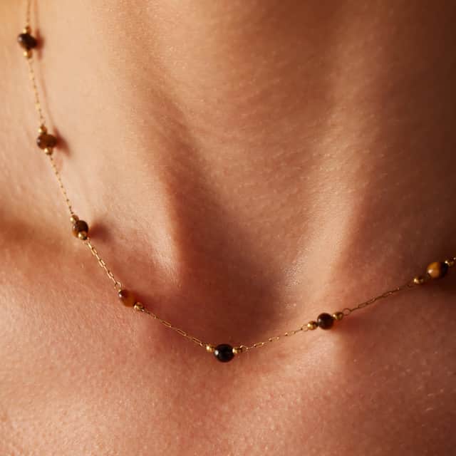 Myla stainless steel goldplated ketting met steen multi voor dames