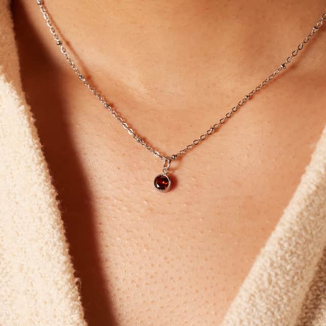 Stainless steel ketting met geboortesteen hanger Januari