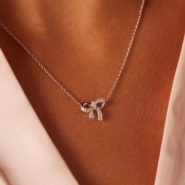 Zilveren ketting strik zirkonia