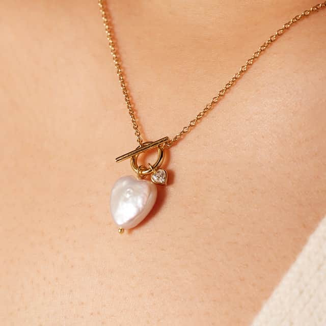 Zilveren goldplated ketting hanger hart parel