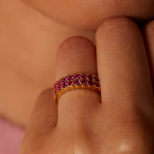 Stainless steel goldplated ring met zirkonia voor dames