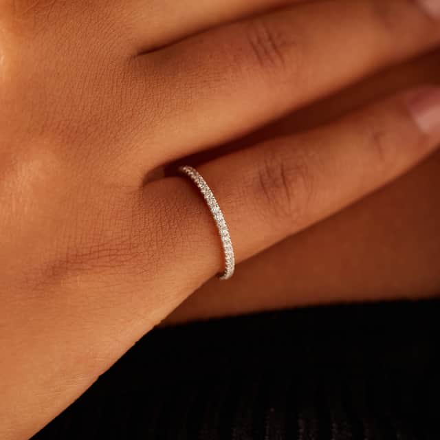 14 karaat geelgouden ring met lab grown diamant 0,155ct voor dames
