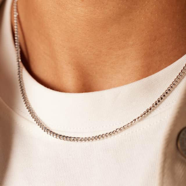 Gerecycleerd zilveren herenketting dubbele gourmet