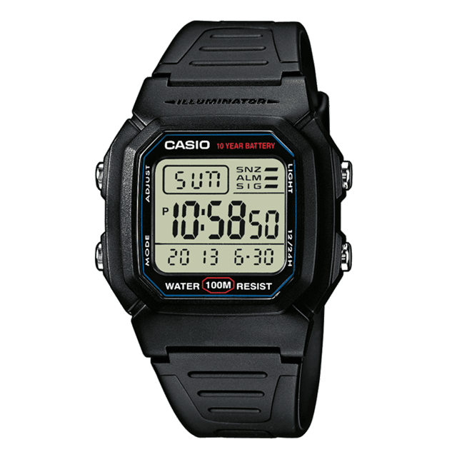 Casio Digitaal Heren Horloge Zwart W-800H-1AVEF