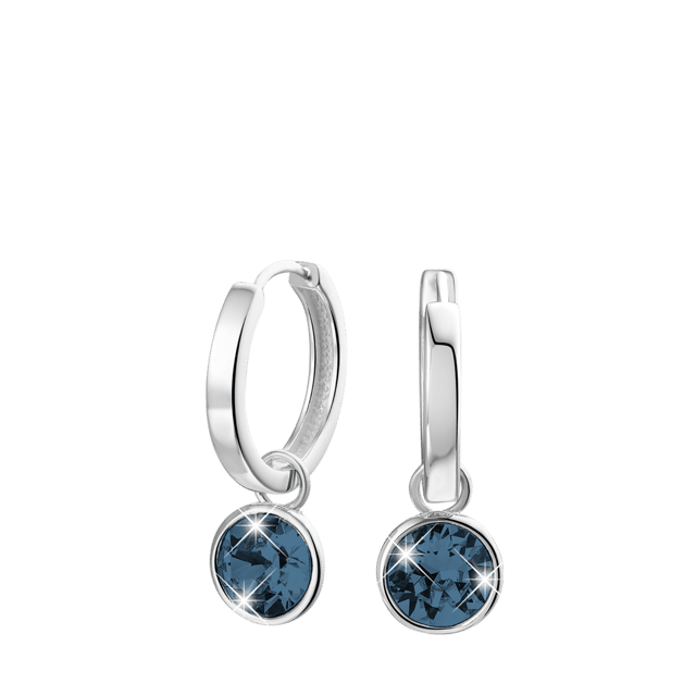 Zilveren oorringen met blauwe kristal voor dames
