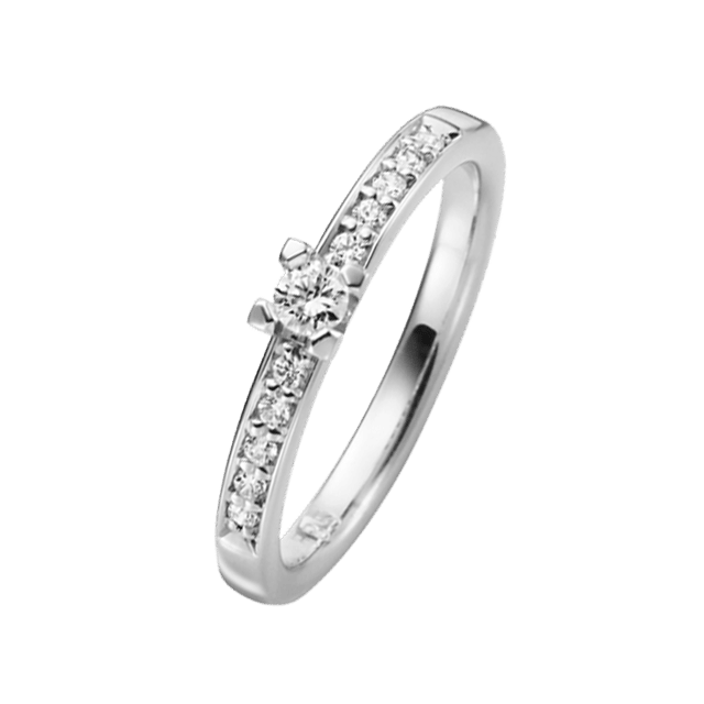 14K witgouden aanzoekring diamant Snowdrops H100