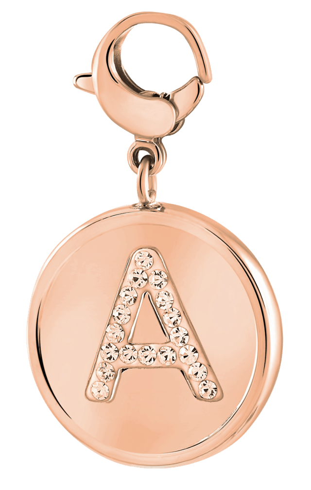 Gerecycleerd just.d stainless steel hanger roseplated letter kristal