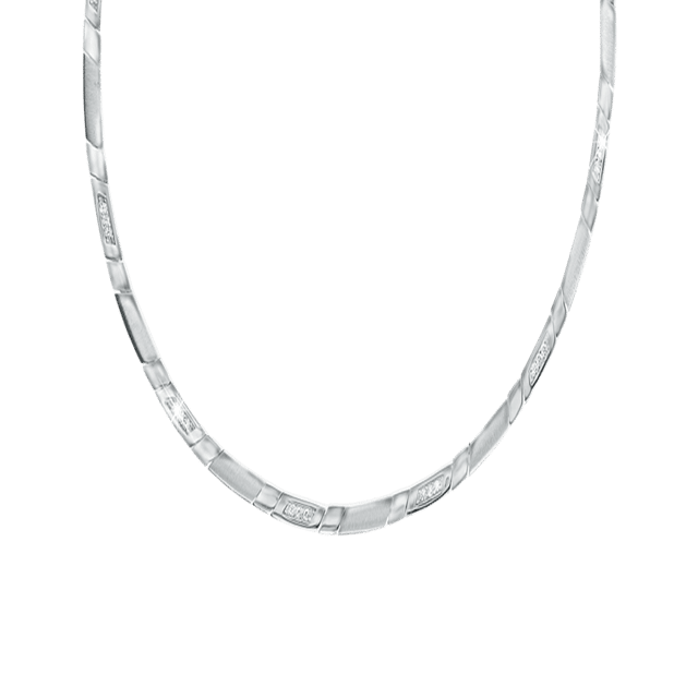 Zilveren ketting mat/glans met zirkonia