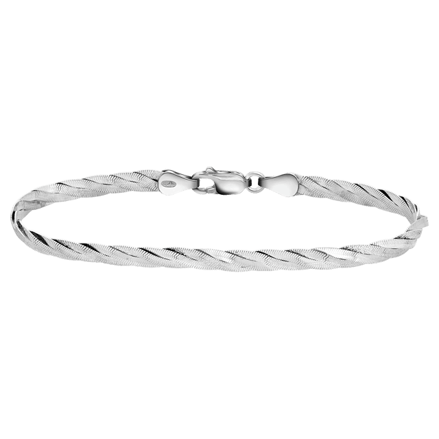 Gerecycleerd zilveren armband met gevlochten schakel