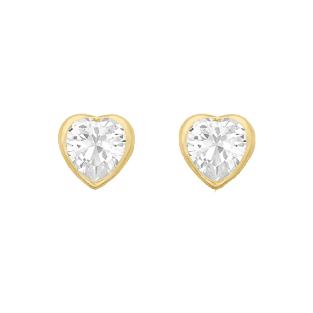 9 karaat oorknoppen hart met zirkonia voor dames