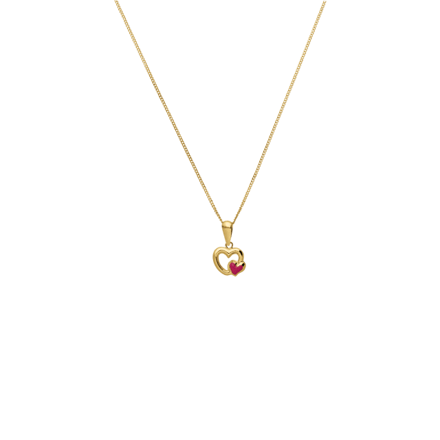 9 karaat ketting met hanger hart roze