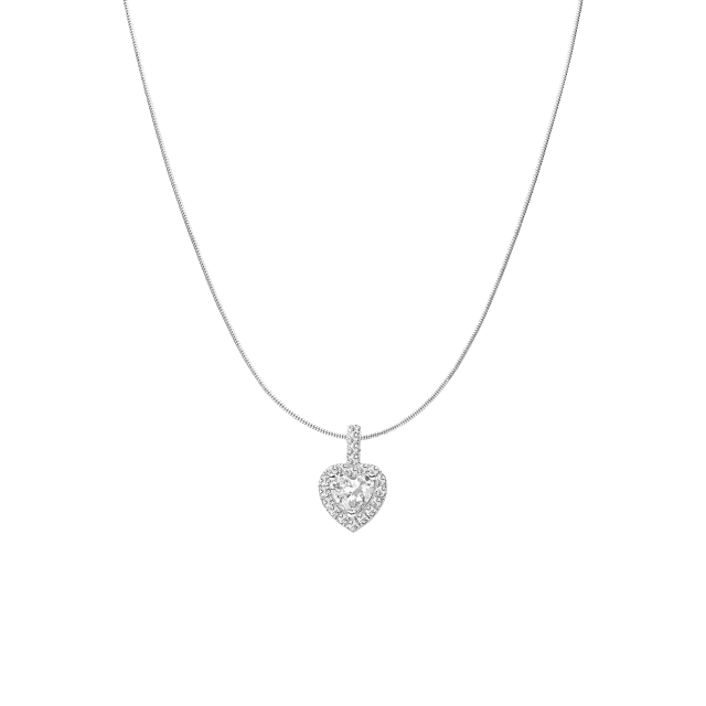 Zilveren ketting met hanger hart zirkonia