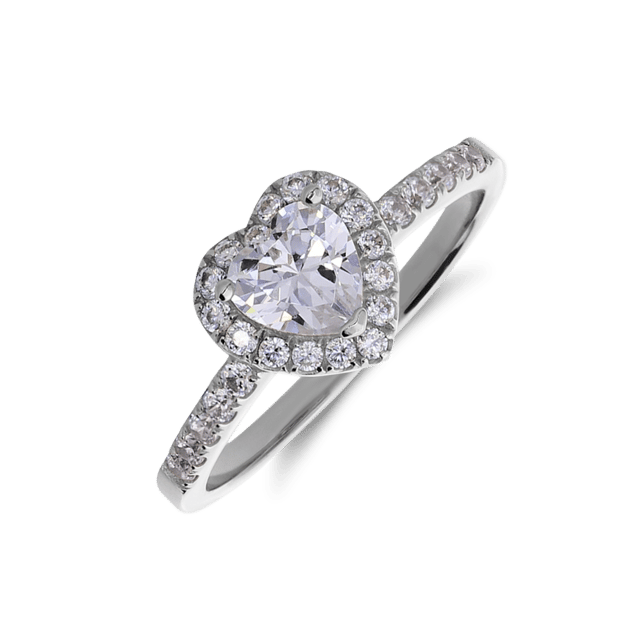 Zilveren ring hart met zirkonia
