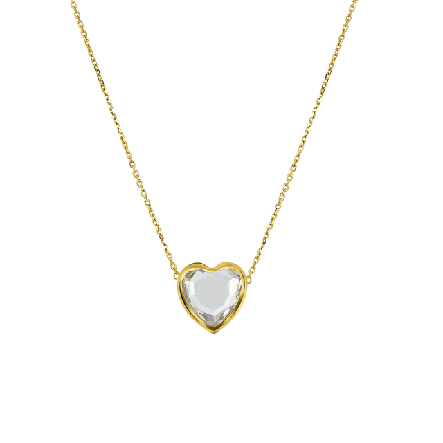 14 karaat gouden ketting hanger hart zirkonia voor dames