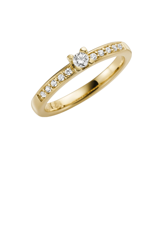 9K gele aanzoekring diamant Snowdrops 0.20ct H101