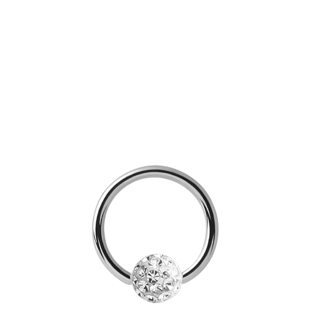 Stainless steel helixpiercing ring met kristal