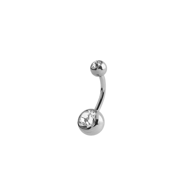 Stainless steel navelpiercing met kristal