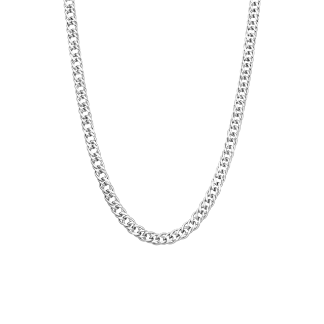 Gerecycleerd zilveren herenketting dubbele gourmet