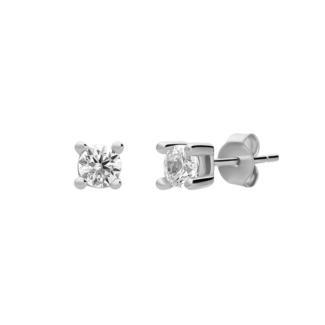Zilveren oorknoppen rond 2,75mm met zirkonia voor dames