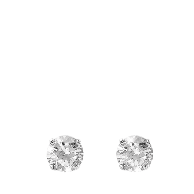 Zilveren oorknoppen rond 6mm met zirkonia voor dames