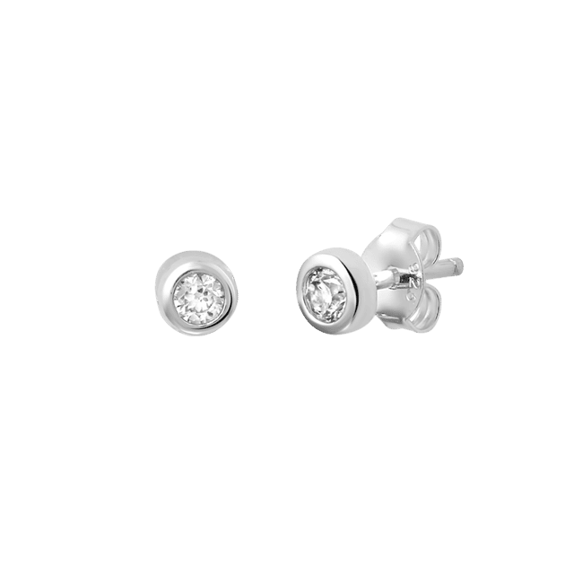 Zilveren oorknoppen rond 3mm met zirkonia voor dames