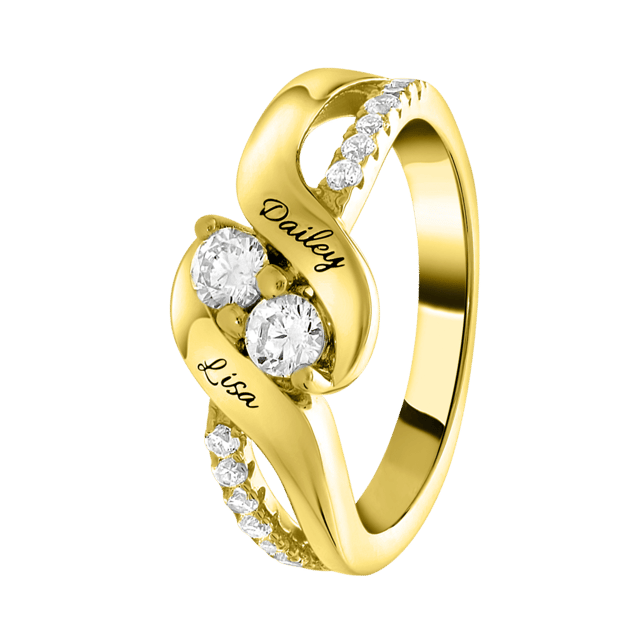 Zilveren ring gold gravering zirkonia
