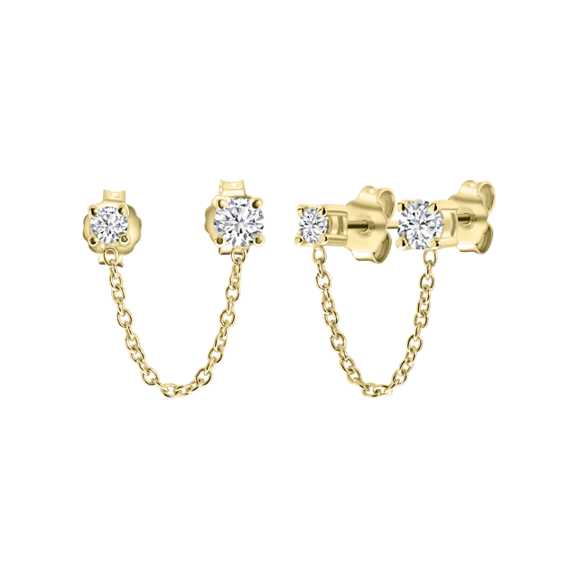 Zilveren goldplated oorknoppen met zirkonia ketting voor dames